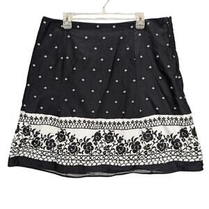 Villager Liz Claiborne Skirt Womens 18 Black White Floral Fairy Whimsy Goth